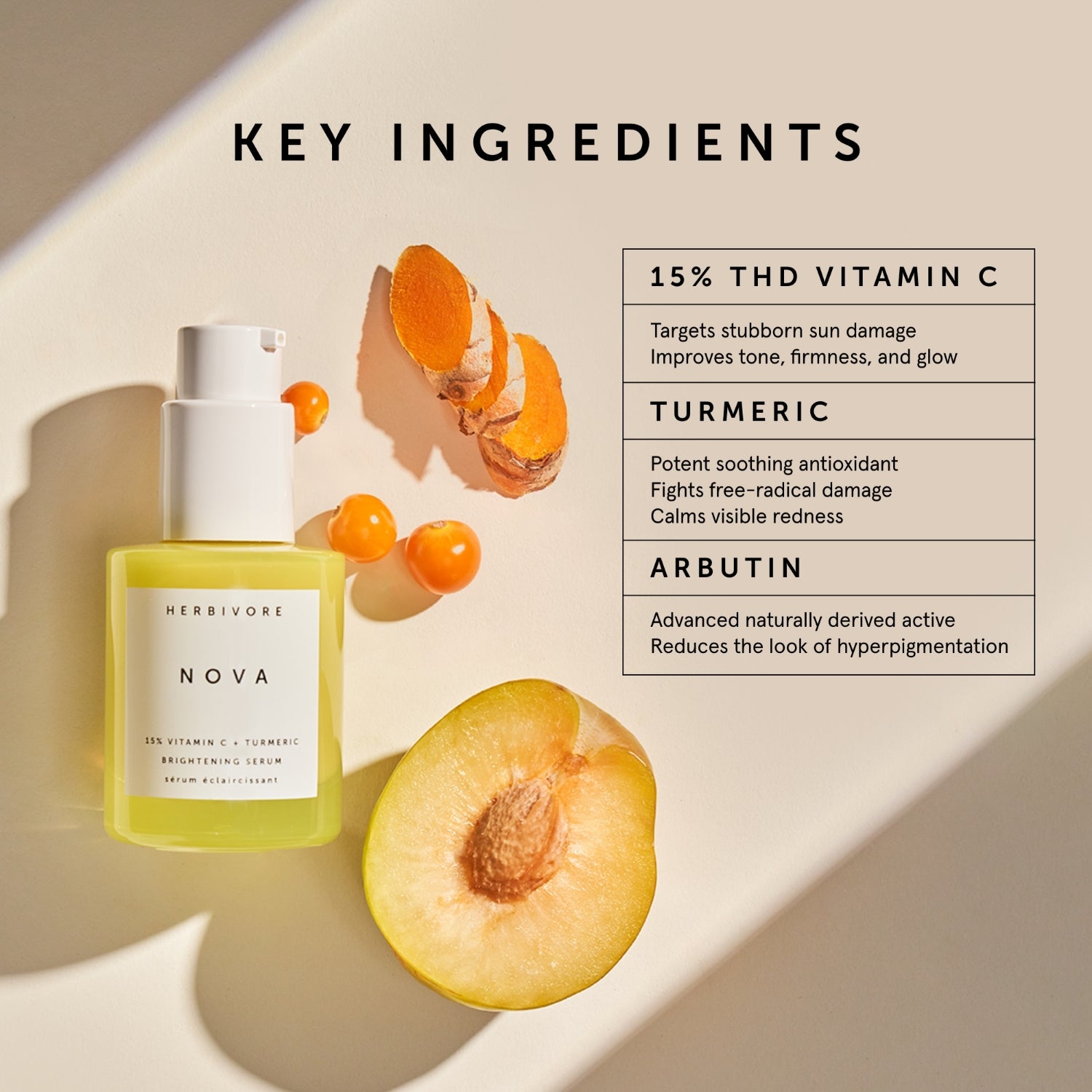 NOVA 15% Vitamin C + Turmeric Brightening Serum | Herbivorebotanicalss